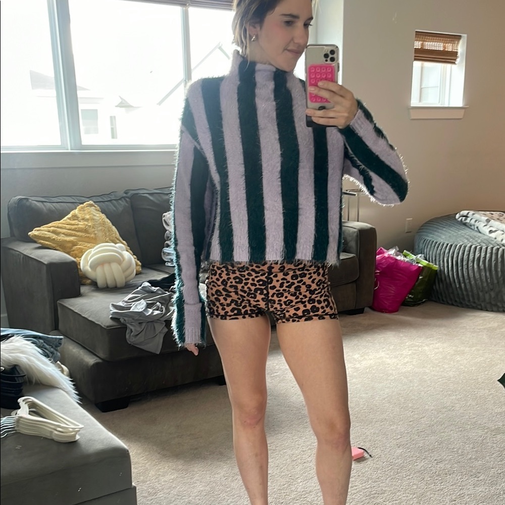 Blank NYC Striped Sweater - Green and Purple